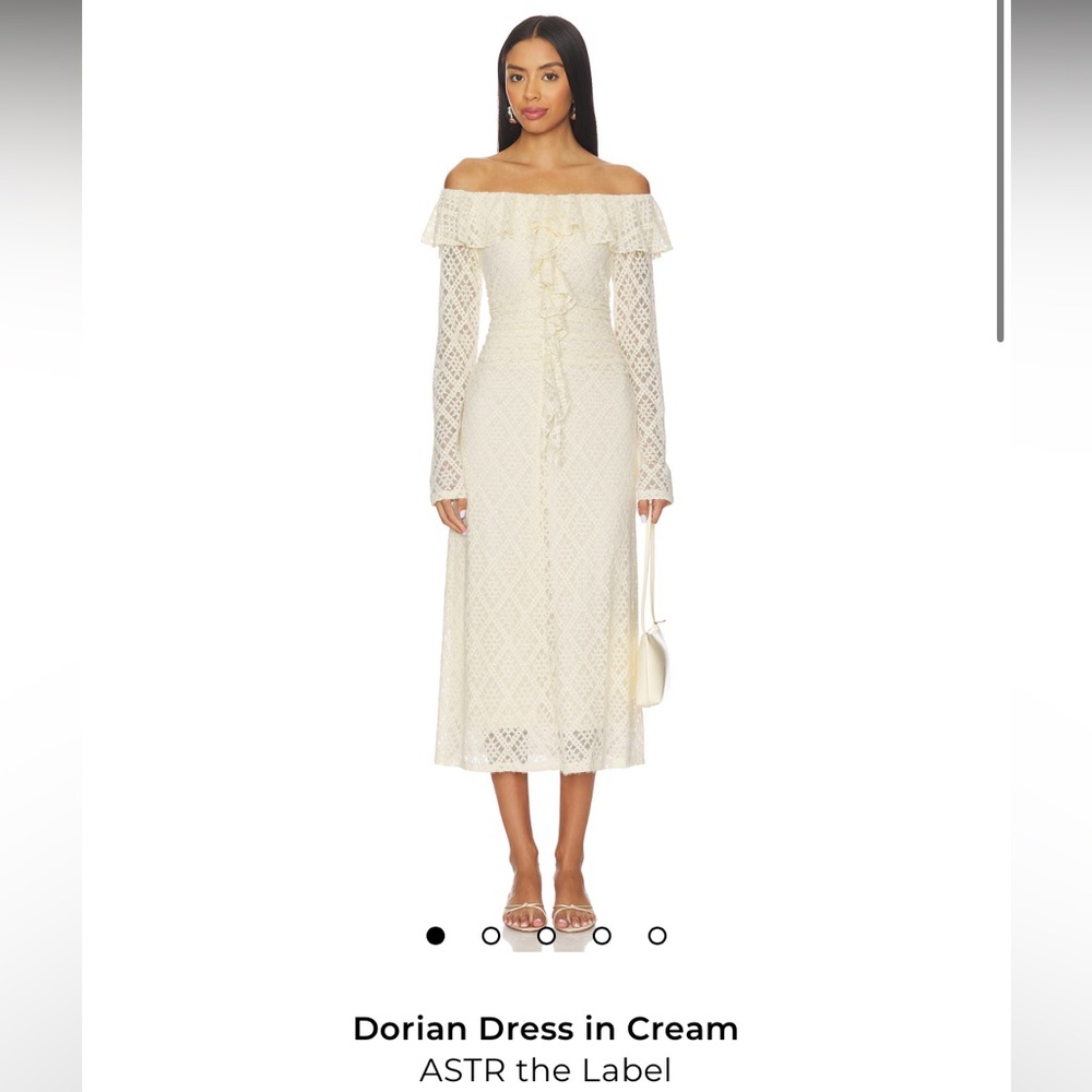 Cream Lace Long Sleeve Dress